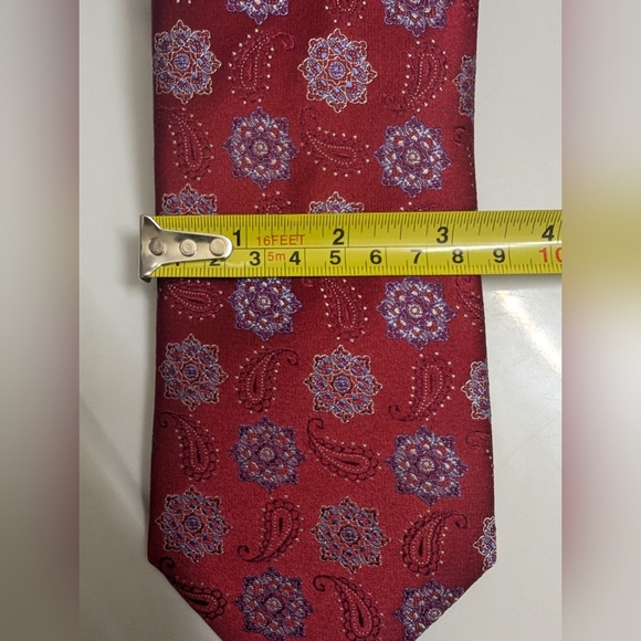 Canali Mens Floral Silk Red Tie - Picture 9 of 9